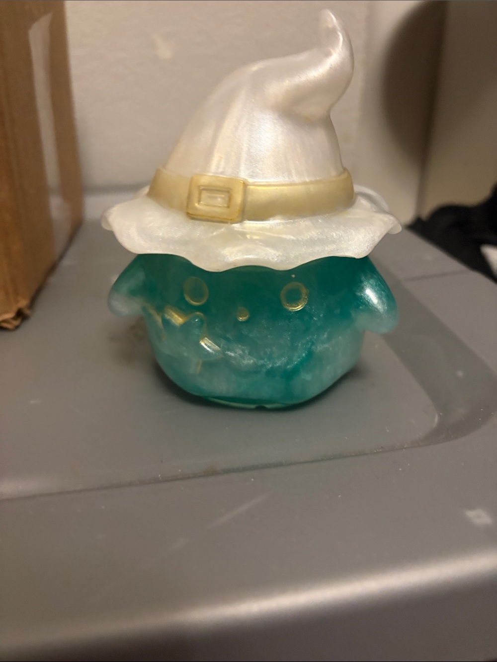 Decorative Teal Ghost Witch with a hat Jar- Home Holiday